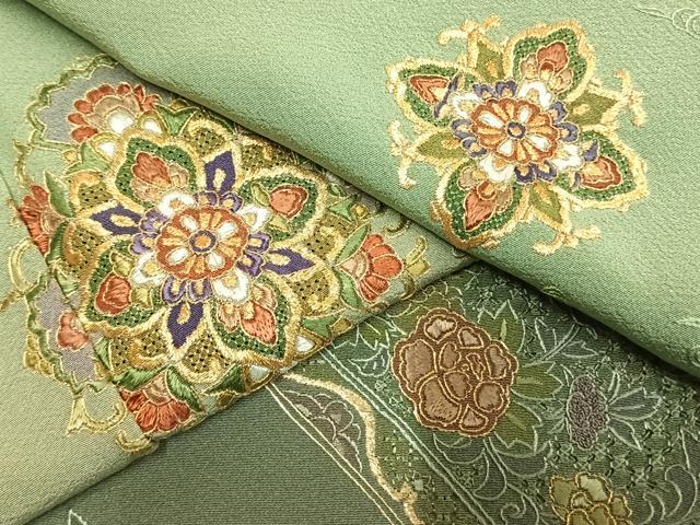 平和屋着物●訪問着 中国三大刺繍 汕頭刺繍 スワトウ刺繍 総刺繍 吉祥花文 暈し染め 金糸 正絹 逸品 AABK7727fy