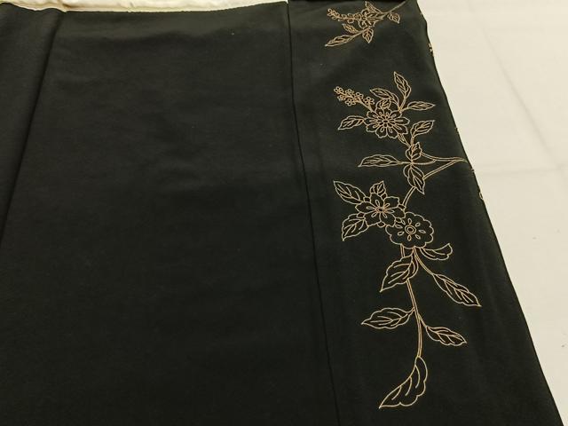 平和屋着物●豪華黒留袖 総刺繍 花鳥文 金糸 正絹 逸品 未使用 AABK7729fy