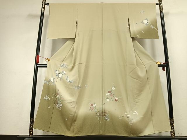 平和屋着物●訪問着 友禅 枝花文 暈し染め 正絹 逸品 AABK7733fy