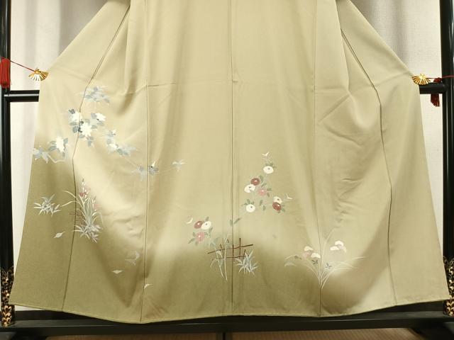 平和屋着物●訪問着 友禅 枝花文 暈し染め 正絹 逸品 AABK7733fy