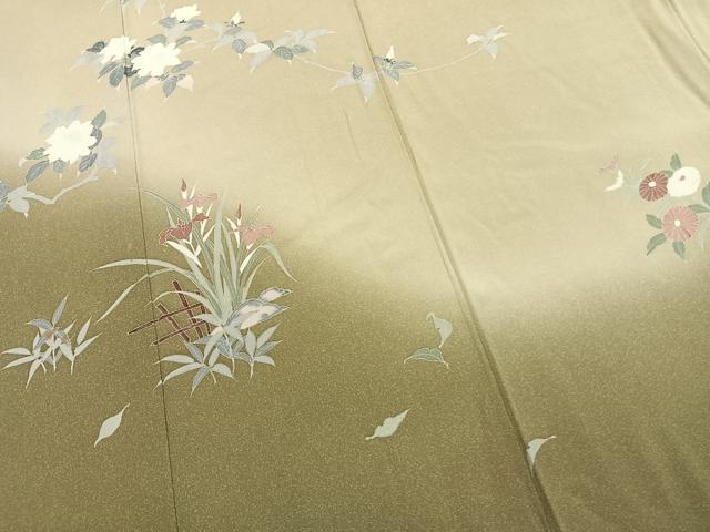 平和屋着物●訪問着 友禅 枝花文 暈し染め 正絹 逸品 AABK7733fy