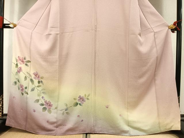 平和屋着物●訪問着 手描き 枝花文 暈し染め 正絹 逸品 AABK7736fy