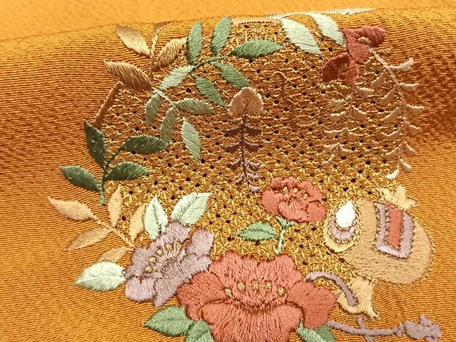 平和屋着物●豪華振袖 中国三大刺繍 汕頭刺繍 スワトウ刺繍 総刺繍 草花文 金糸 正絹 逸品 AABK7737fy