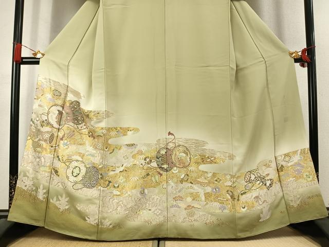 平和屋着物●豪華色留袖 作家物 寿光織 吉祥鼓文 暈し染め 金銀糸 さが美扱い 正絹 逸品 AABK7738fy