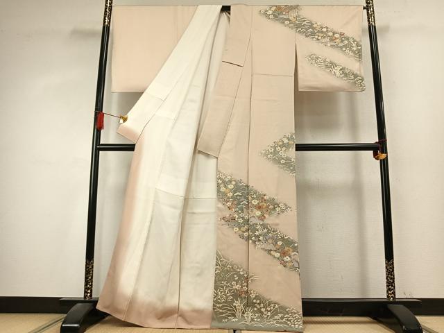 平和屋着物●訪問着 草花文 暈し染め 金彩 正絹 逸品 AABK7743fy