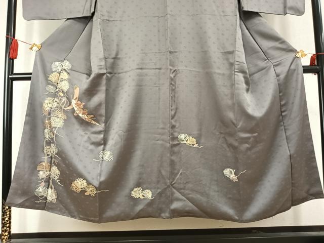 平和屋着物●男性 訪問着 駒刺繍 草花文 金彩 正絹 逸品 AABK7750fy