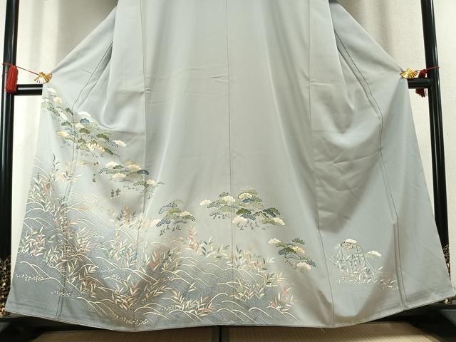 平和屋着物●豪華色留袖 駒刺繍 風景人物文 金彩 正絹 逸品 未使用 AABK7752fy