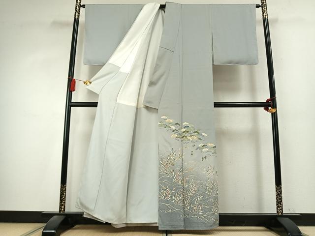 平和屋着物●豪華色留袖 駒刺繍 風景人物文 金彩 正絹 逸品 未使用 AABK7752fy