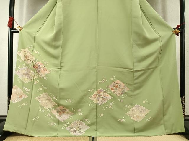 平和屋着物●創業460年・千總 訪問着 駒刺繍 草花文 金彩 東武百貨店扱い 正絹 逸品 AABK7756fy