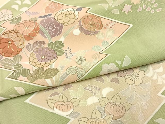 平和屋着物●創業460年・千總 訪問着 駒刺繍 草花文 金彩 東武百貨店扱い 正絹 逸品 AABK7756fy