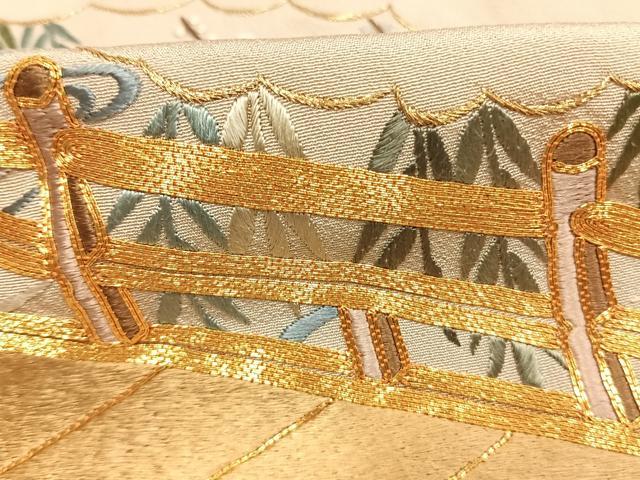 平和屋着物●豪華色留袖 総刺繍 駒刺繍 風景文 金糸 浜ちりめん 反端付き 正絹 逸品 未使用 AABK7757fy