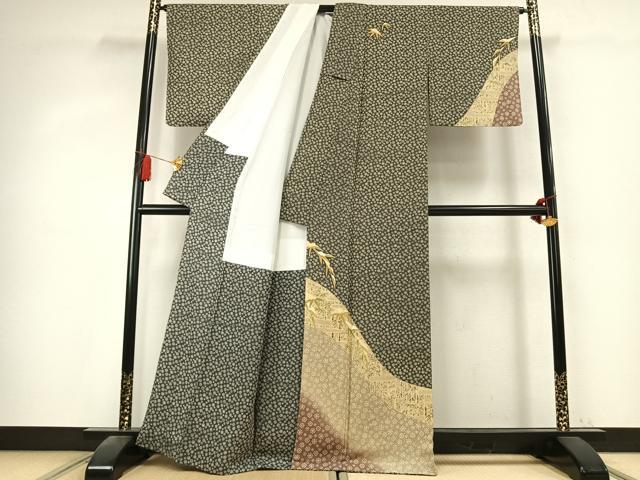 平和屋着物●訪問着 笹竹文 金彩 正絹 逸品 AABK7758fy