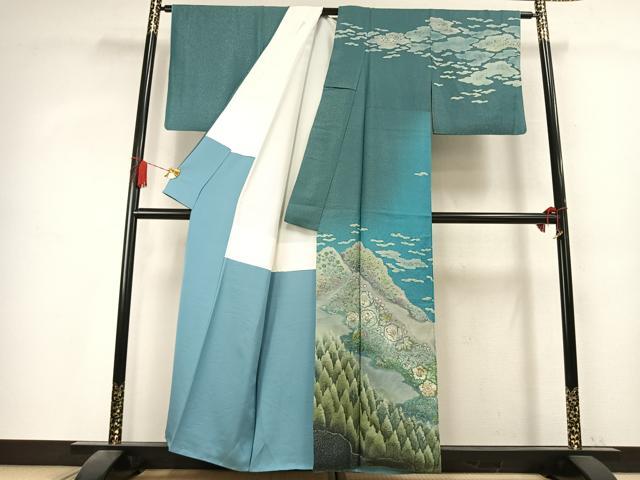 平和屋着物●吉乃一廉 幻の辻が花 訪問着 絞り 暈し染め 銀通し地 正絹 逸品 AABK7761fy