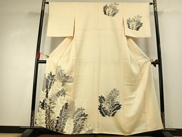平和屋着物●訪問着 刺繍 草葉文 暈し染め 正絹 逸品 AABK7764fy