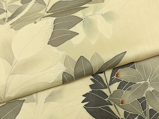 平和屋着物●訪問着 刺繍 草葉文 暈し染め 正絹 逸品 AABK7764fy