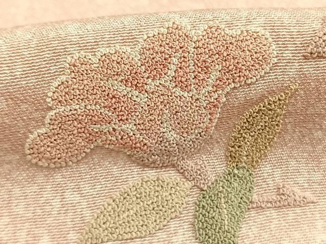 平和屋着物●訪問着 中国三大刺繍 相良刺繍 総刺繍 草花文 金糸 正絹 逸品 AABK7766fy