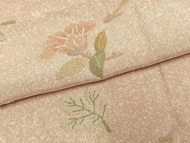 平和屋着物●訪問着 中国三大刺繍 相良刺繍 総刺繍 草花文 金糸 正絹 逸品 AABK7766fy