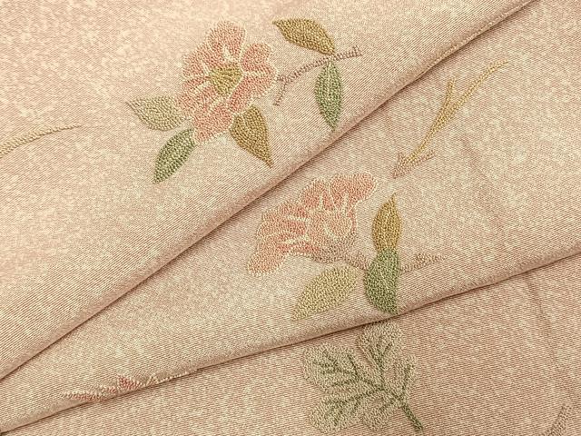 平和屋着物●訪問着 中国三大刺繍 相良刺繍 総刺繍 草花文 金糸 正絹 逸品 AABK7766fy