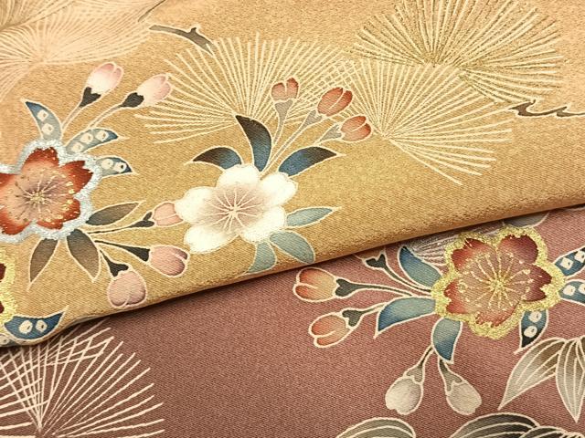 平和屋着物●訪問着 草花文 暈し染め 金銀彩 正絹 逸品 AABK7770fy