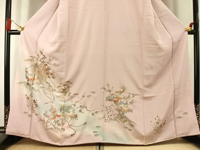 平和屋着物●訪問着 御所車花文 暈し染め 金銀彩 正絹 逸品 AABK7774fy