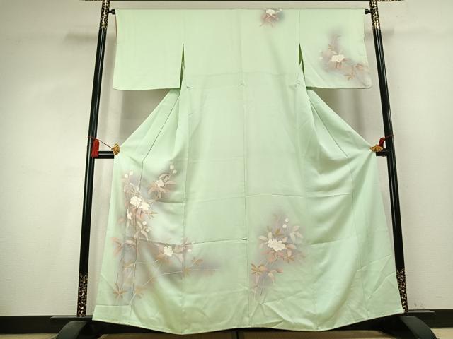 平和屋着物●訪問着 友禅 枝花文 暈し染め 正絹 逸品 AABK7775fy