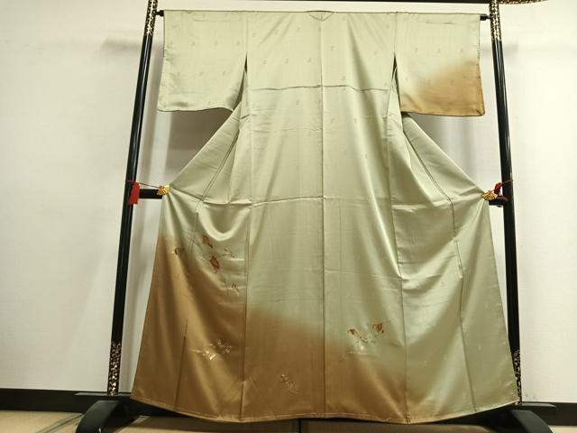 平和屋着物●訪問着 螺鈿 銀杏 暈し染め 金彩 正絹 逸品 AABK7777fy
