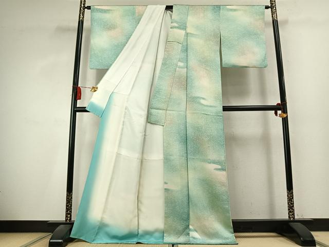 平和屋着物●上質な小紋 竹 暈し染め 正絹 逸品 AABK7783fy