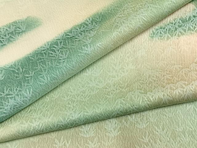平和屋着物●上質な小紋 竹 暈し染め 正絹 逸品 AABK7783fy