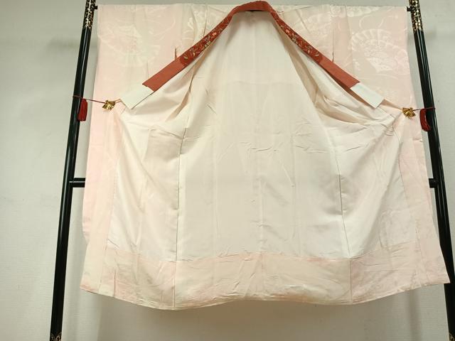 平和屋着物●振袖用長襦袢 袷 扇面花地紋 暈し染め 半衿刺繍 正絹 逸品 AABK7787fy