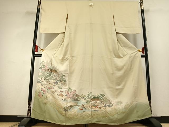 平和屋着物●豪華色留袖 寿光織 人物風景文 暈し染め 金糸 正絹 逸品 AABK7788fy