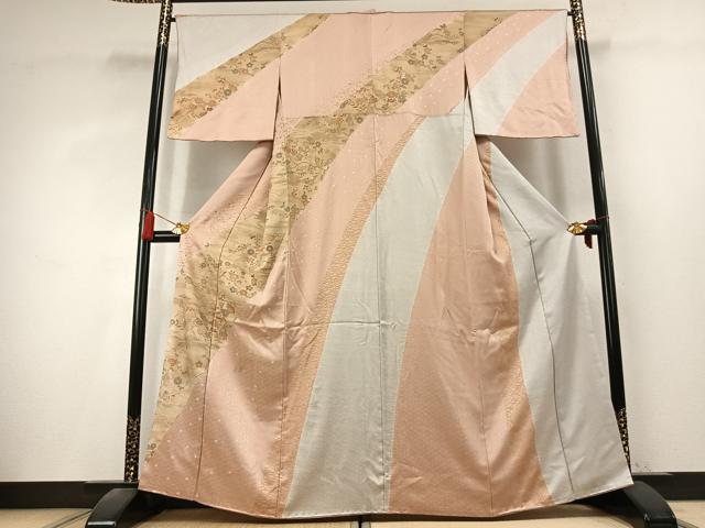 平和屋着物●訪問着 草花文 金彩 正絹 逸品 AABK7793fy