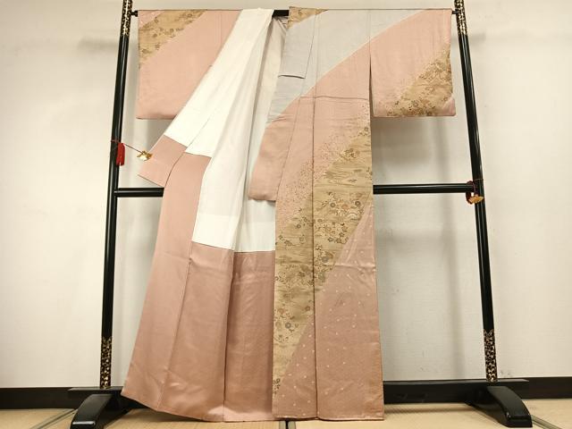 平和屋着物●訪問着 草花文 金彩 正絹 逸品 AABK7793fy