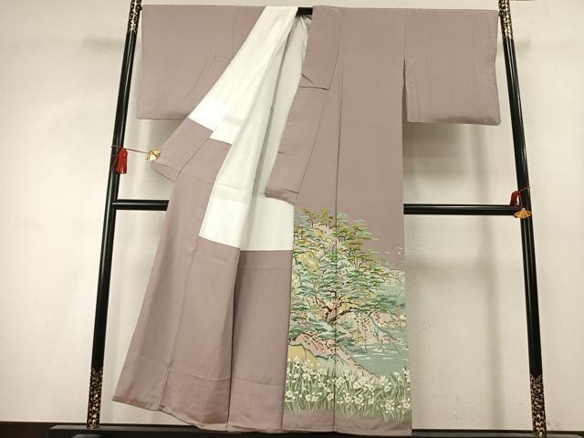 平和屋着物●豪華色留袖 友禅 作家物 風景花文 暈し染め 正絹 逸品 AABK7801fy