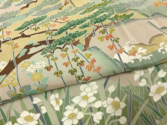 平和屋着物●豪華色留袖 友禅 作家物 風景花文 暈し染め 正絹 逸品 AABK7801fy