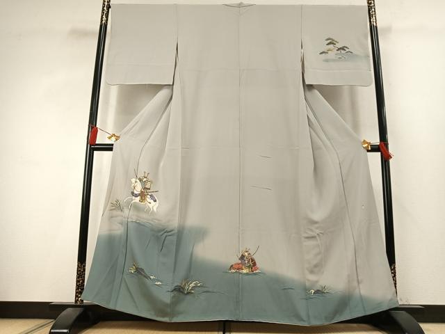平和屋着物●訪問着 作家物 人物馬文 暈し染め 金彩 正絹 逸品 AABK7810fy