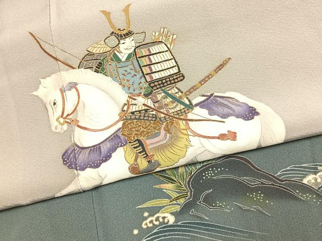 平和屋着物●訪問着 作家物 人物馬文 暈し染め 金彩 正絹 逸品 AABK7810fy