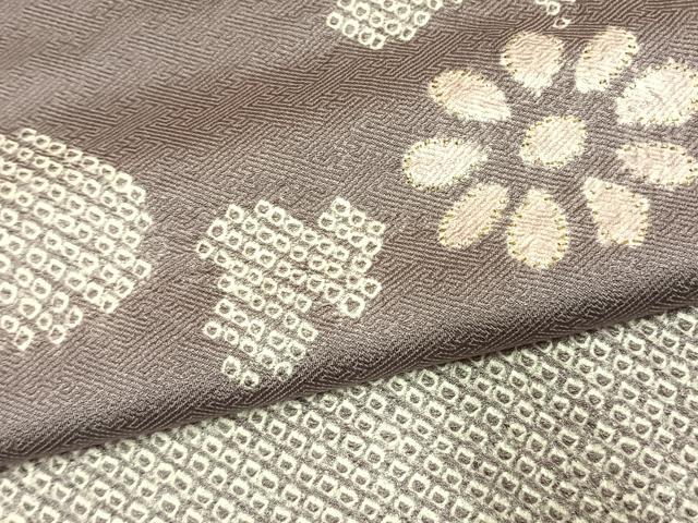平和屋着物●色留訪問着 絞り 草花文 金糸 正絹 逸品 AABK7813fy