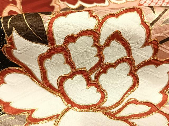 平和屋着物●豪華振袖 駒刺繍 松竹梅 花鳥文 暈し染め 金彩 正絹 逸品 AABK7814fy