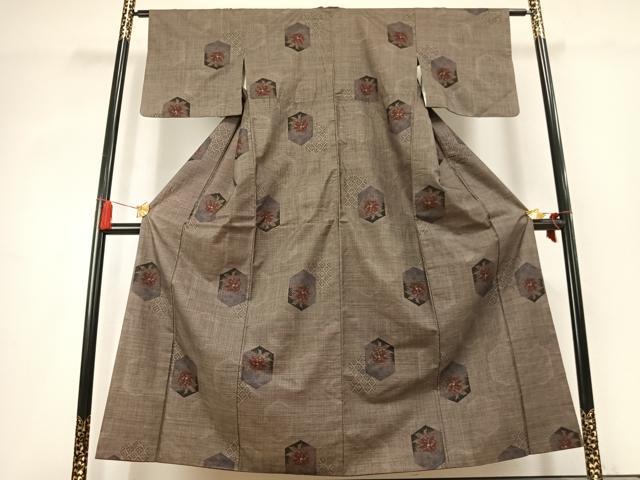 平和屋着物●本場大島紬 9マルキ 亀甲花文 正絹 逸品 AABK7815fy