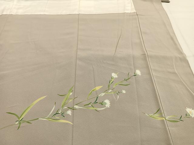 平和屋着物●京加賀糸目友禅作家 山崎巌 色留訪問着 草花文 正絹 逸品 AABK7816fy