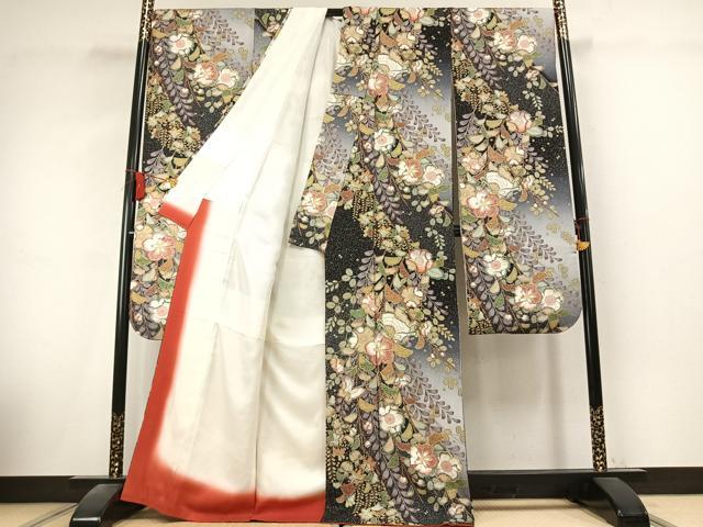 平和屋着物●豪華振袖 辻が花 舞蝶文 暈し染め 金彩 正絹 逸品 AABK7830fy