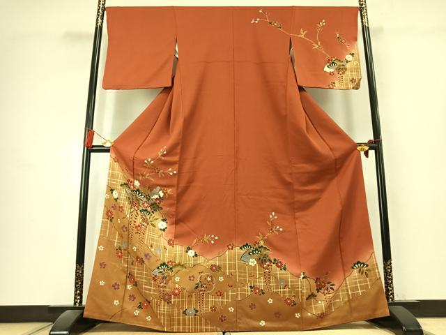平和屋着物●訪問着 雪輪花文 暈し染め 金彩 正絹 逸品 AABK7832fy