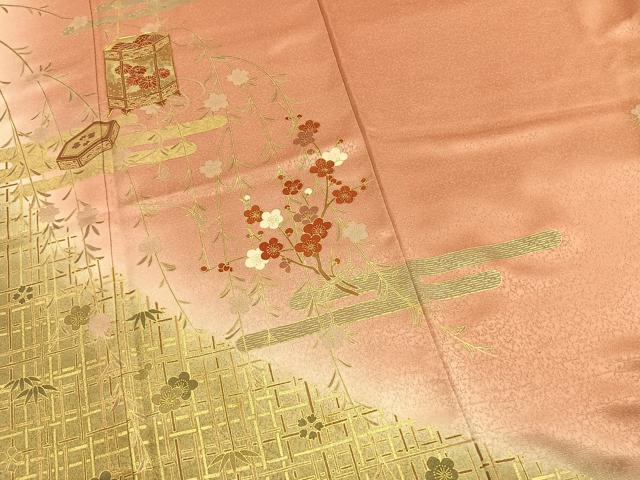 平和屋着物●訪問着 駒刺繍 貝桶花文 暈し染め 金彩 やまと誂製 正絹 逸品 未使用 AABK7840fy