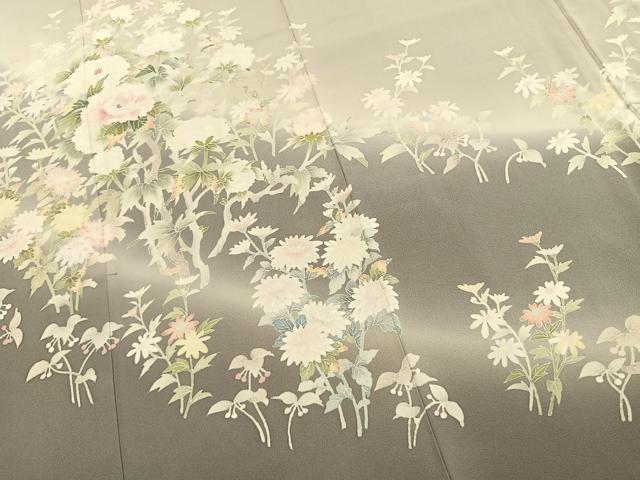 平和屋着物●訪問着 友禅 作家物 草花文 暈し染め 正絹 逸品 AABK7842fy