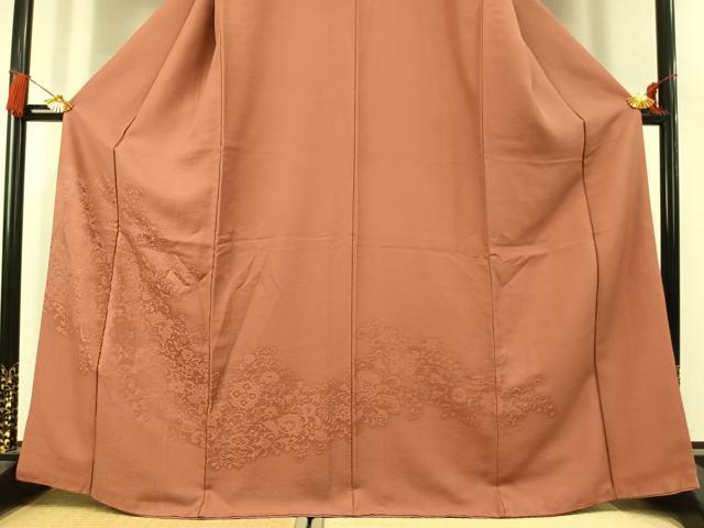 平和屋着物●無地絵羽訪問着 花唐草地紋 東雲色 正絹 逸品 AABK7848fy