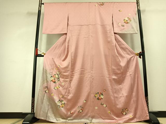 平和屋着物●訪問着 草花文 暈し染め 金彩 正絹 逸品 AABK7849fy