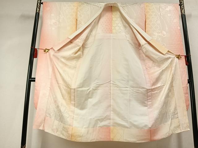 平和屋着物●振袖用長襦袢 無双仕立て 扇面花地紋 暈し染め やまと誂製 正絹 逸品 AABK7851fy