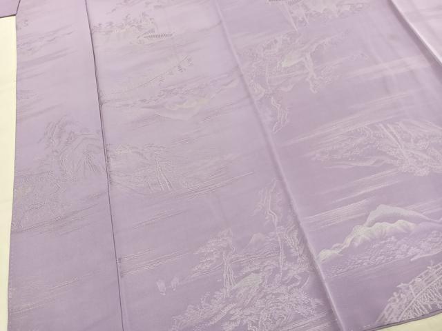 平和屋着物●上質な色無地 風景地紋 薄葡萄色 正絹 逸品 AABK7853fy
