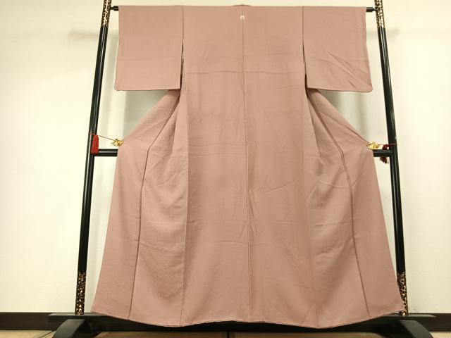 平和屋着物●上質な色無地 霞地紋 赤白橡色 正絹 逸品 AABK7855fy