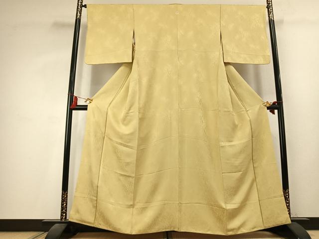 平和屋着物●上質な色無地 網目地紋 淡黄色 正絹 逸品 AABK7859fy